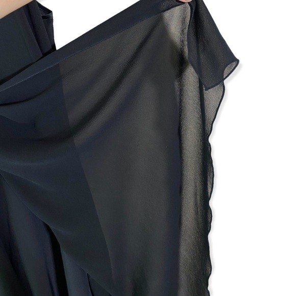 T.BABATON High Low Silk Dress, V Neck, Asymmetrical - Picture 5 of 8